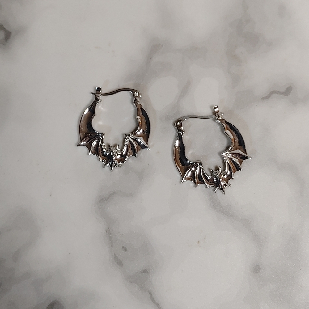 Bat Hoop Earrings - Picture 4 of 4